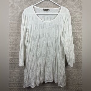 FLAX Lagenlook White Linen Top Small Tunic Beachy